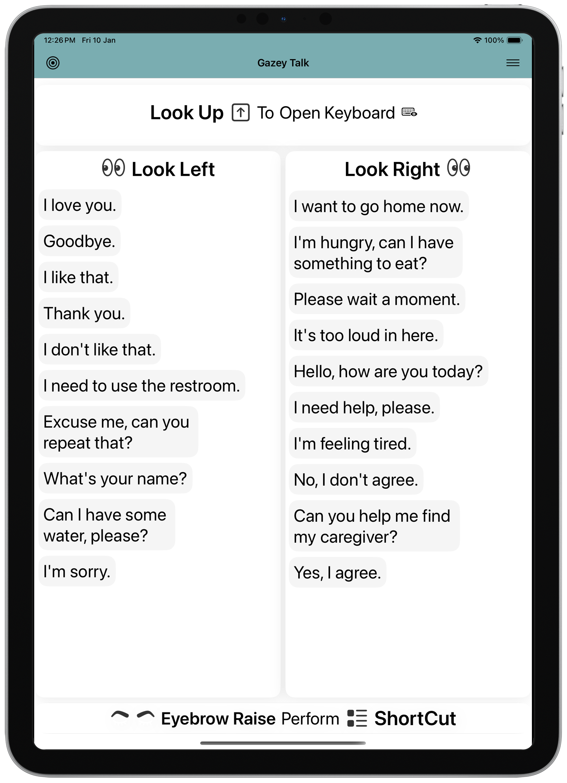 GazeyTalk iPad app